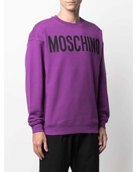 lila bedrucktes Sweatshirt von Moschino