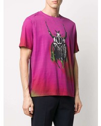 lila bedrucktes T-Shirt mit einem Rundhalsausschnitt von Paul Smith