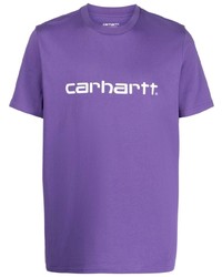 lila bedrucktes T-Shirt mit einem Rundhalsausschnitt von Carhartt WIP