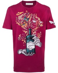 lila bedrucktes T-Shirt mit einem Rundhalsausschnitt von Etro