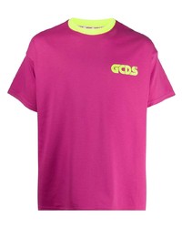 lila bedrucktes T-Shirt mit einem Rundhalsausschnitt von Gcds