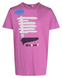 lila bedrucktes T-Shirt mit einem Rundhalsausschnitt von Isabel Marant
