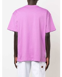 lila bedrucktes T-Shirt mit einem Rundhalsausschnitt von MSGM