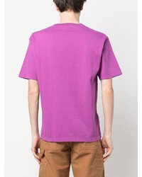 lila bedrucktes T-Shirt mit einem Rundhalsausschnitt von Stone Island