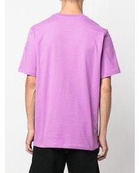 lila bedrucktes T-Shirt mit einem Rundhalsausschnitt von MSGM