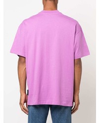 lila bedrucktes T-Shirt mit einem Rundhalsausschnitt von MSGM