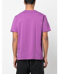 lila bedrucktes T-Shirt mit einem Rundhalsausschnitt von MSGM