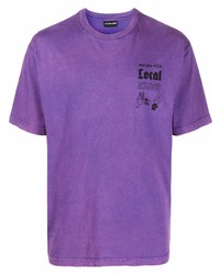 lila bedrucktes T-Shirt mit einem Rundhalsausschnitt von Mauna Kea