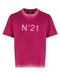 lila bedrucktes T-Shirt mit einem Rundhalsausschnitt von N°21
