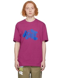 lila bedrucktes T-Shirt mit einem Rundhalsausschnitt von New Balance