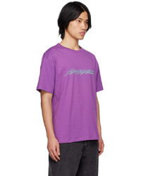lila bedrucktes T-Shirt mit einem Rundhalsausschnitt von Rassvet