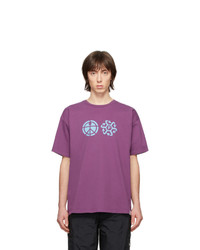 lila bedrucktes T-Shirt mit einem Rundhalsausschnitt von Rassvet