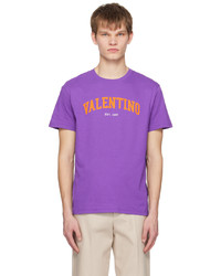 lila bedrucktes T-Shirt mit einem Rundhalsausschnitt von Valentino