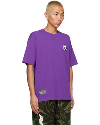 lila besticktes T-Shirt mit einem Rundhalsausschnitt von AAPE BY A BATHING APE