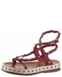 lila flache Sandalen aus Leder von A.S.98