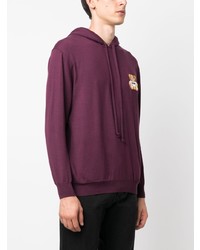 lila Fleece-Pullover mit einem Kapuze von Moschino