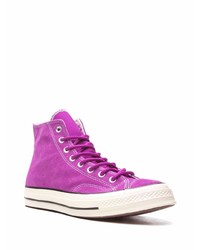 lila hohe Sneakers aus Wildleder von Converse