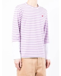 lila horizontal gestreiftes Langarmshirt von Comme Des Garcons Play