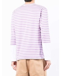 lila horizontal gestreiftes Langarmshirt von Comme Des Garcons Play