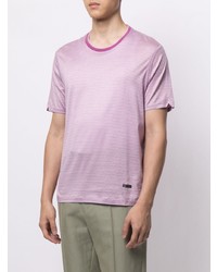 lila horizontal gestreiftes T-Shirt mit einem Rundhalsausschnitt von D'urban