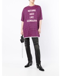 lila horizontal gestreiftes T-Shirt mit einem Rundhalsausschnitt von COOL T.M