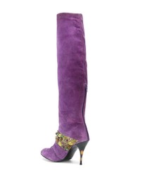 lila kniehohe Stiefel aus Wildleder von Jean Louis Scherrer Vintage