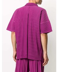 lila Kurzarmhemd von Homme Plissé Issey Miyake