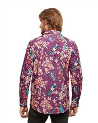 lila Langarmhemd mit Blumenmuster von Joe Browns
