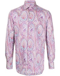 lila Langarmhemd mit Paisley-Muster von Etro