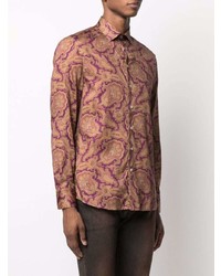 lila Langarmhemd mit Paisley-Muster von Etro