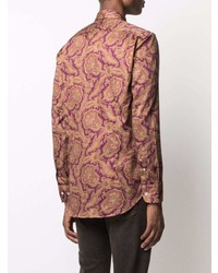 lila Langarmhemd mit Paisley-Muster von Etro