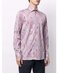 lila Langarmhemd mit Paisley-Muster von Etro