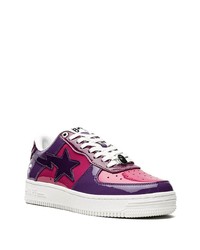 lila Leder niedrige Sneakers von A Bathing Ape