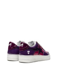 lila Leder niedrige Sneakers von A Bathing Ape