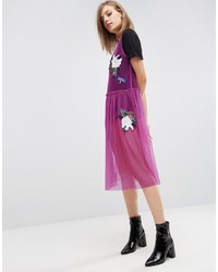 lila Midikleid aus Pailletten von Asos