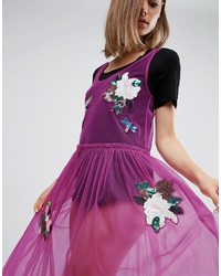 lila Midikleid aus Pailletten von Asos