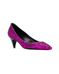 lila Pailletten Pumps von Saint Laurent