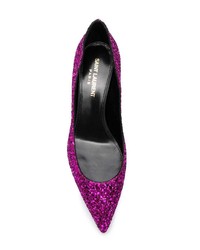 lila Pailletten Pumps von Saint Laurent