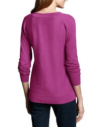 lila Pullover mit einem V-Ausschnitt von Eddie Bauer