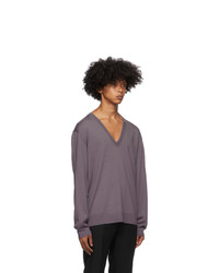 lila Pullover mit einem V-Ausschnitt von Dries Van Noten