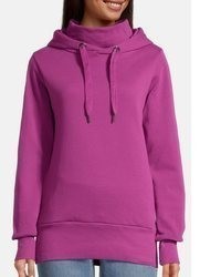 lila Pullover mit einer Kapuze von salzhaut