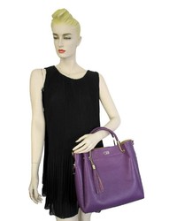 lila Shopper Tasche aus Leder von COLLEZIONE ALESSANDRO