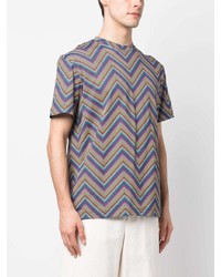 lila T-Shirt mit einem Rundhalsausschnitt mit Chevron-Muster von Missoni