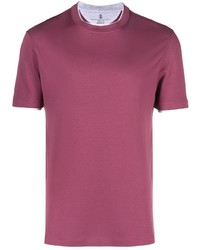 lila T-Shirt mit einem Rundhalsausschnitt von Brunello Cucinelli