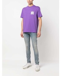 lila T-Shirt mit einem Rundhalsausschnitt von Amiri