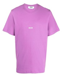 lila T-Shirt mit einem Rundhalsausschnitt von MSGM