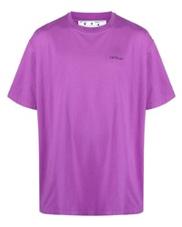 lila T-Shirt mit einem Rundhalsausschnitt von Off-White