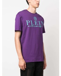 lila T-Shirt mit einem Rundhalsausschnitt von Philipp Plein