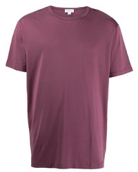 lila T-Shirt mit einem Rundhalsausschnitt von Sunspel