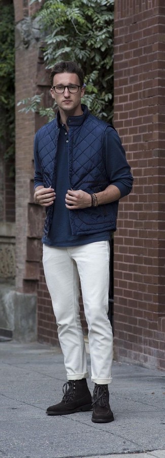 dunkelblaue gesteppte ärmellose Jacke von Emporio Armani